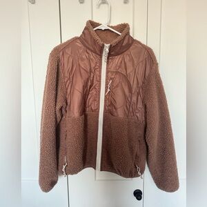Old Navy Women's Brown Sherpa Athletic Zip Jacket
